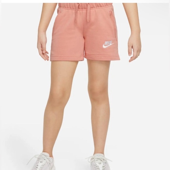 NIKE Girls Pink SPORTSWEAR CLUB FRENCH TERRY FLEECE SHORTS M standard fit - Picture 5 of 8